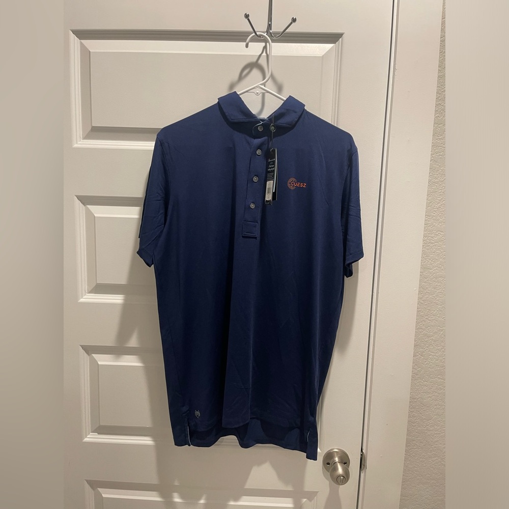 NWT Greyson Tala Performance CUESZ Polo Blue Size Medium